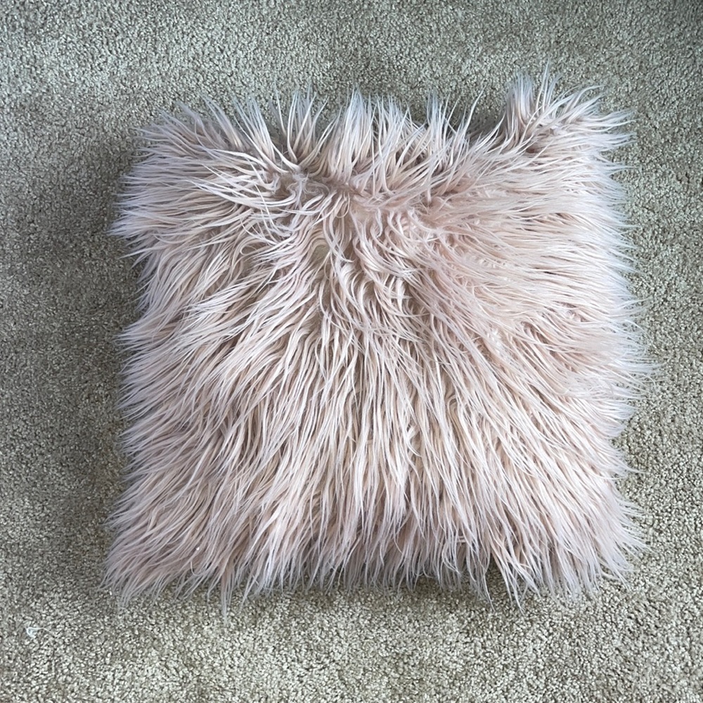 Blush 20x20 faux fur pillow